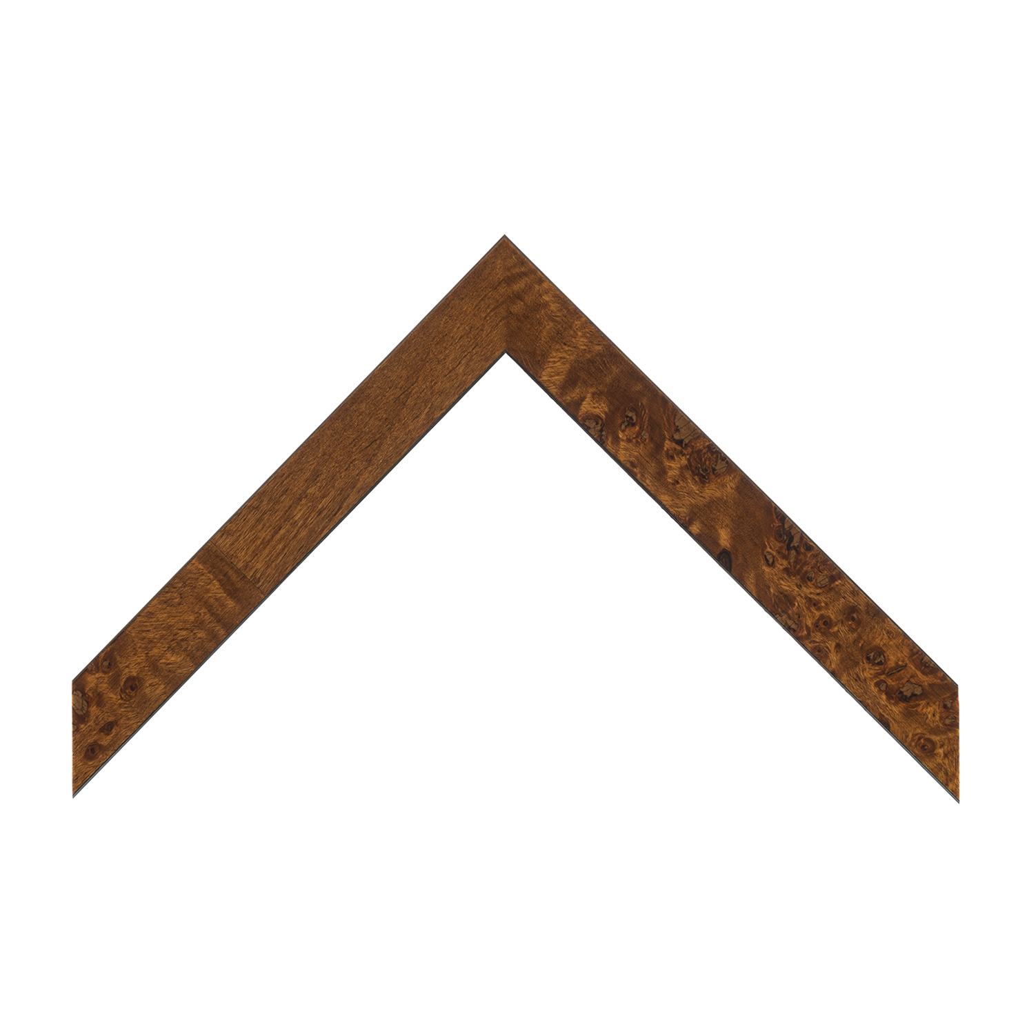 cornice legno radica pioppo piatta tinto olmo opaco fianco nero | Albor